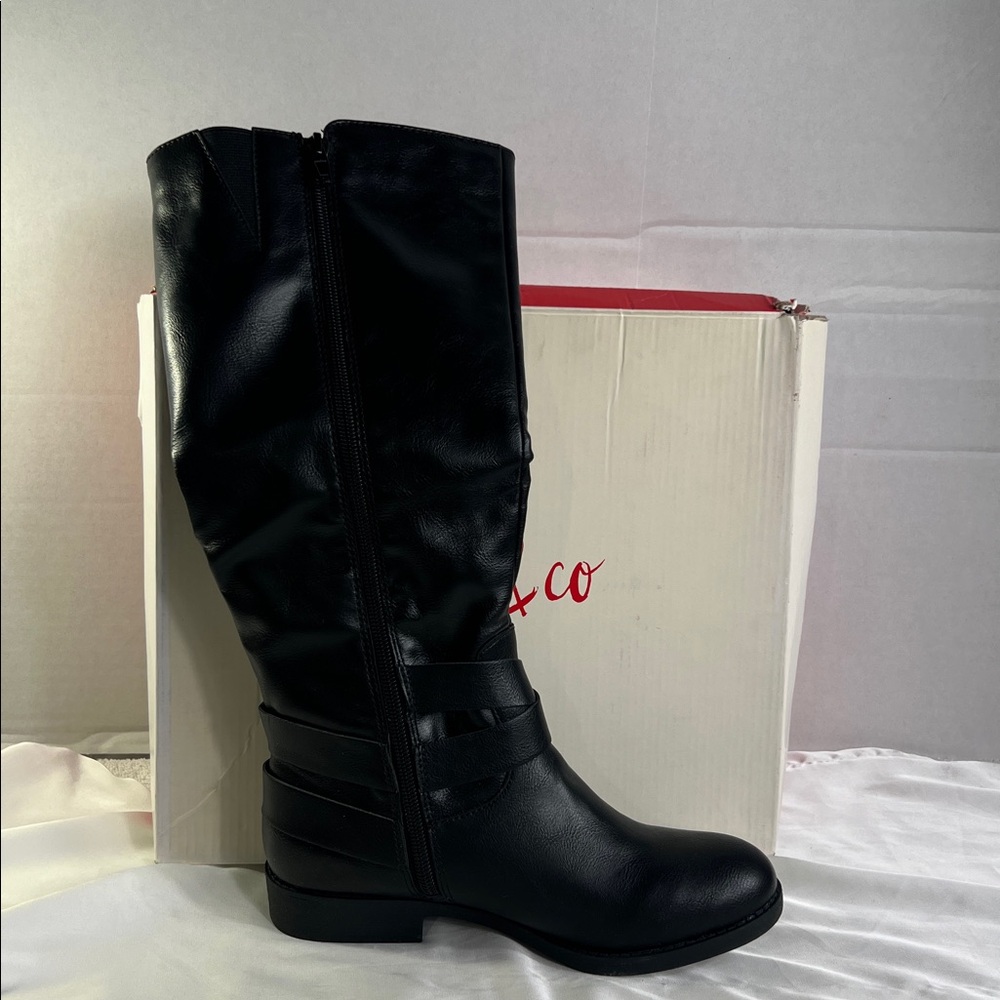 Style & Co. Black Madixe Knee High Women’s Riding Boots 5M‎ Buckle Zipper New - Picture 3 of 5